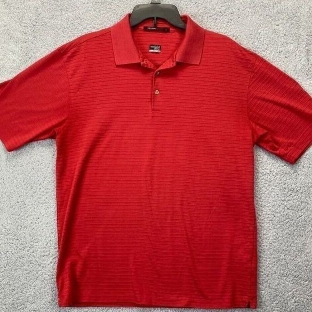 Vintage Nike Polo Shirt Men Medium Red Fit Dry Golf Rugby Tiger Woods Collection